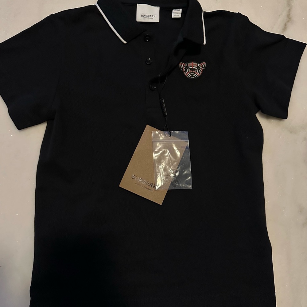 Kids Burberry Black Polo Shirt